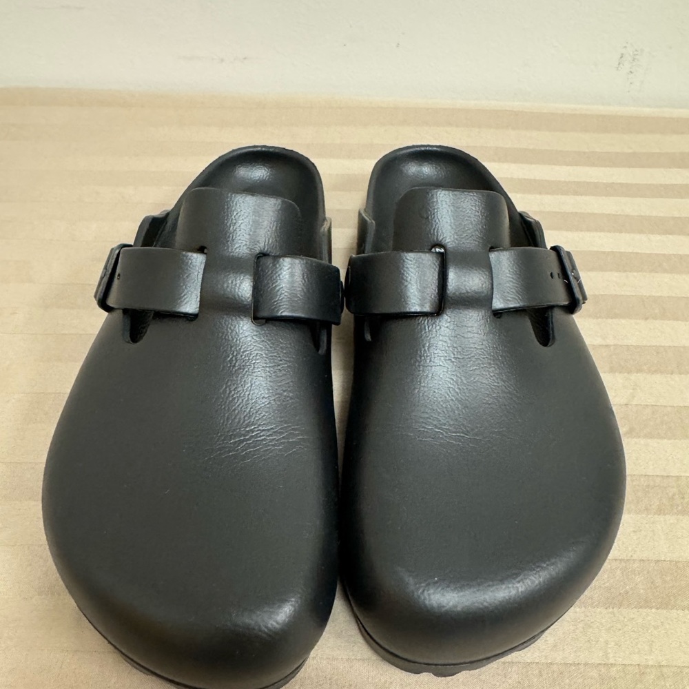 Black Leather Clogs